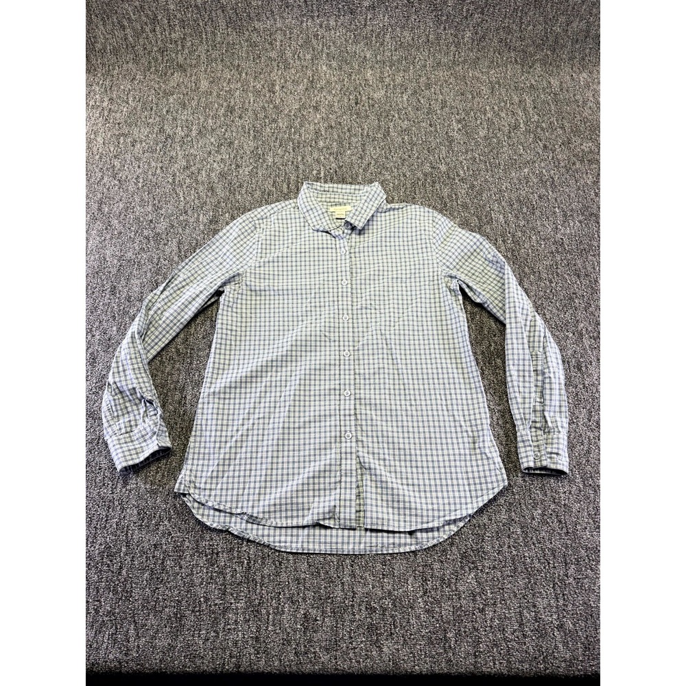 Garnet Hill Shirt Womens 6 Blue Plaid Long Sleeve Regular Fit Button Up Travels